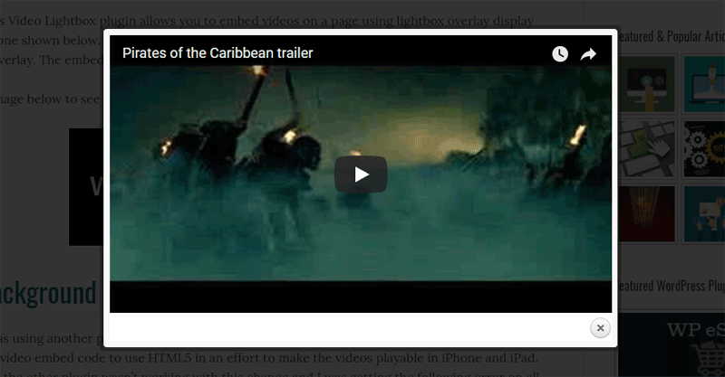 wordpress video lightbox